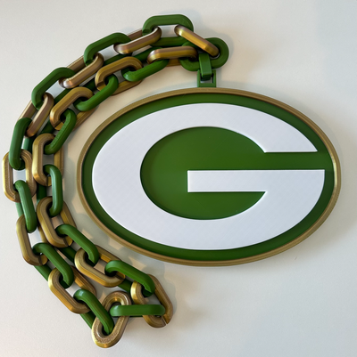 green bay packers sports chain by dgreenie24 art signs & logos nfl pendant 3d print model - Mito3D