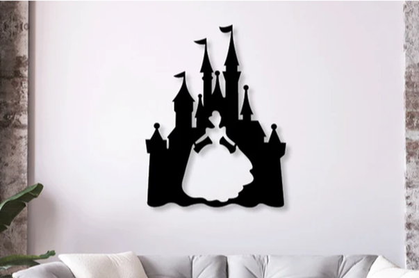 parede arte disneylândia princesa by coberta 2d castelo crianças menina tatuagem decoração 3d print model - Mito3D