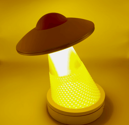 ufo tabelle lampe traktor strahl erleuchtung by jav 3d haushalt dekor schreibtisch licht kunst schreibtischlampe dekorations lichtkunst design 3d print model - Mito3D