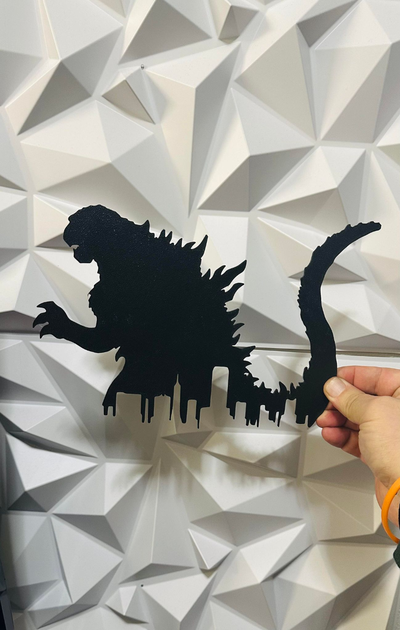 godzilla silueta by williams industrias casa decoración pared arte siluetaart 2d 3d firmar decoraciones zilla película 3d print model - Mito3D