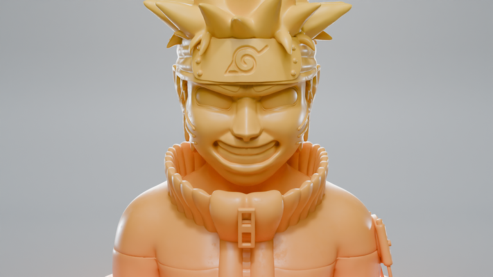 uzumaki naruto by mv design toys & games characters manga anime character bust hair statue circle smile face body clothes realistic stylized stylize animation game rotation details 3d print mangaanime yellow orange blue leaf leafvillage village ninja fighter fight clone clones shadow 3d print model - Mito3D