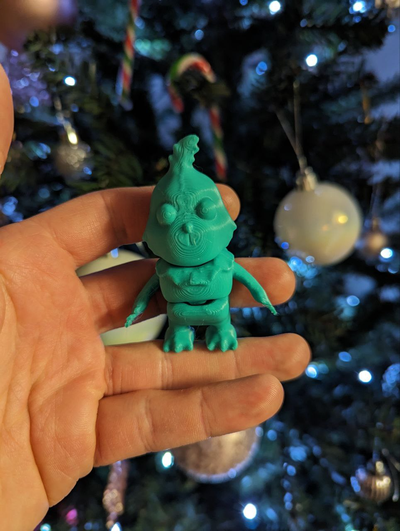 cute flexi grinch by bellamys3dprints toys & games tiy toy christmas fidget articulated dragon flexible 3d print model - Mito3D