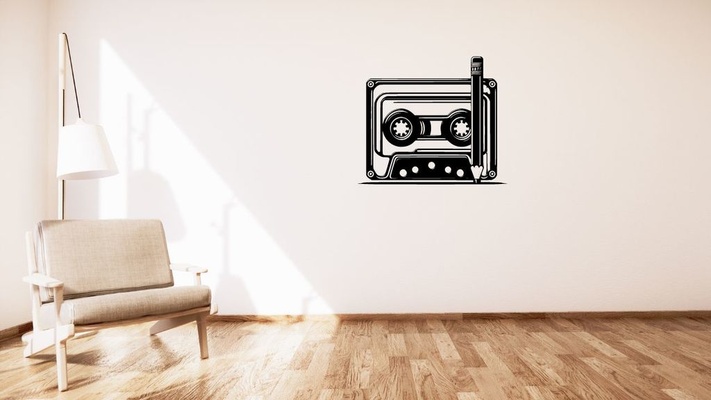 audio kassette bleistift tu kou mauer dekoration by kutnohormac kunst 2d 2dart 2dwallart 3dart 3dwallart schlafzimmer dekor zuhause haus wohnkultur wohnzimmer minimalistisch wandkunst wandhalterung 3d print model - Mito3D