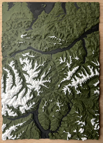 alpen brenner terrain karte by abonnieren bildung geographie italien deutschland österreich innsbruck sterzing garmisch partenkirchen linderung multi material farbe berge täler 3d print model - Mito3D