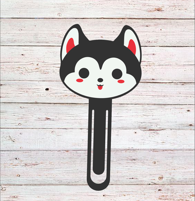 bookmark husky cute dog kawaii by terabite art 2d animals animal pet libro libri segnalibro segnalibri book books 3d print model - Mito3D