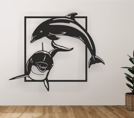 parede arte golfinhos in quadro armação by coberta 2d tatuagem decoração golfinho 3d print model - Mito3D