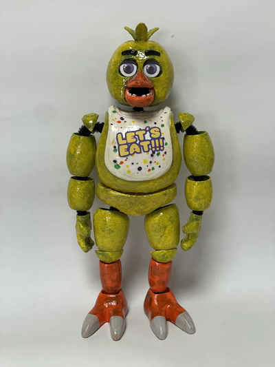 chica fnaf noites at freddy's posable figura limpador cachimbo modelo colorido remixado by guia vídeo miniaturas criaturas 3d print model - Mito3D