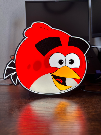 rosso lightbox by geek genio collettivo arte segni loghi angry birds arrabbiato uccello uccelli maiale porcellino uovo uova luce scatola lampada guidato notte notturna luci notturne regalo gioco giochi 3d print model - Mito3D