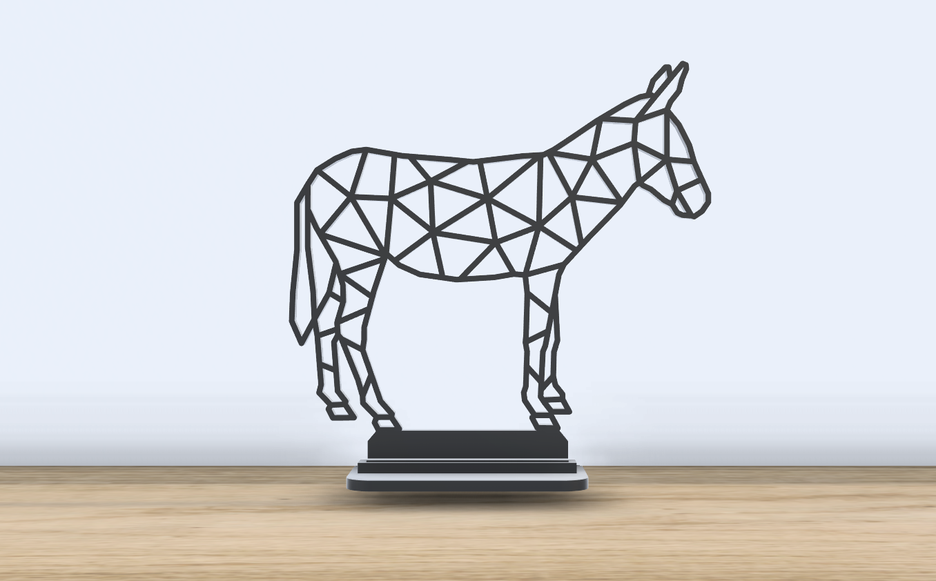 geometrico poli asino in piedi by jf 699 arte 2d cavallo jack culo mulo azienda agricola mammifero animale animali arredamento ufficio accessori accessorio 3D print model - Mito3D