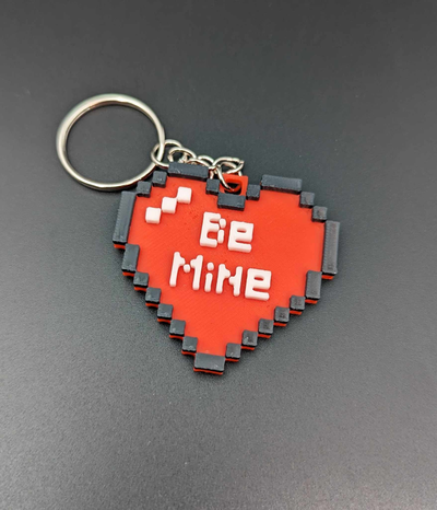 be pixel heart key chain by joeythatoneguy fashion models keychain valentines day gift key-chain 3d print model - Mito3D