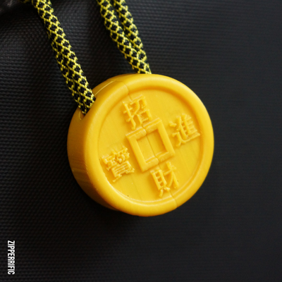 zipper pull - good fortune chinese coin by whadup fashion bags gold fidget fidgettoy accessory accessories travel charm lucky zipperpull fashionaccessories chinesenewyear fashionaccessory zipperrific 3d print model - Mito3D