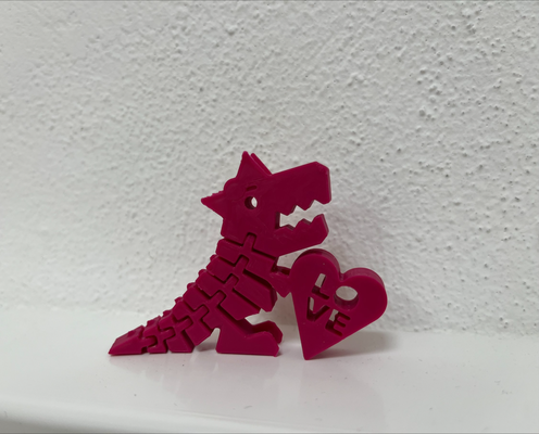 charmant flexi rex remixé by tommi art sculptures l'amour flexirex valentin arc 3d print model - Mito3D