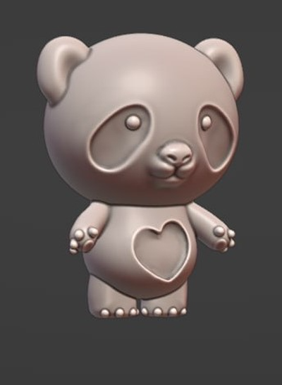 heart panda by finns forge art sculptures valentine's day gift bear cute animal printer 3d print model - Mito3D