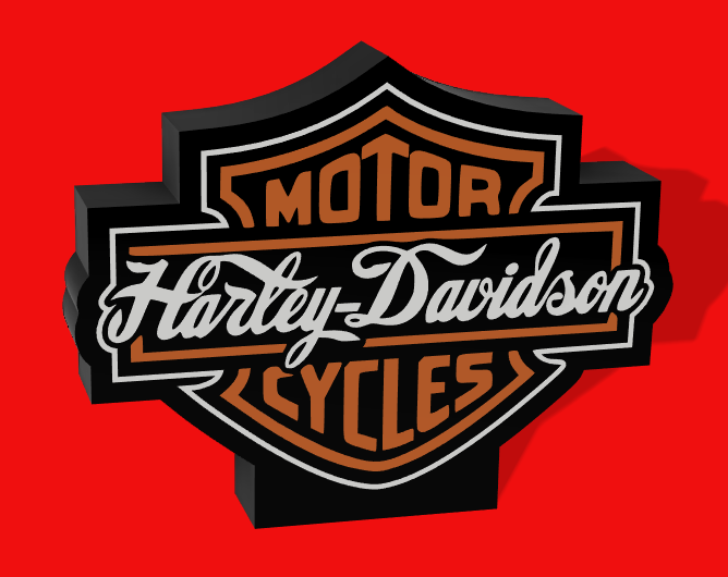 led caja ligera harley davidson logo by lldj3d arte señales logos deco decoración pared mural lámpara luz bicicleta firmar ams multicolor ligero led arte fan 3D print model - Mito3D