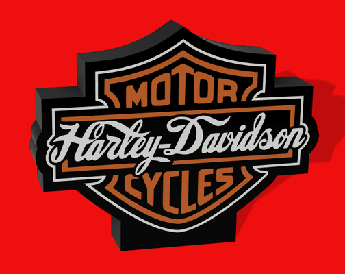 led caja ligera harley davidson logo by lldj3d arte señales logos deco decoración pared mural lámpara luz bicicleta firmar ams multicolor ligero led arte fan 3d print model - Mito3D