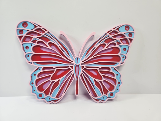 papillon mandala mur art by jamboodle ménage décor 4 couleur impression pendaison plaque coloré 3d print model - Mito3D