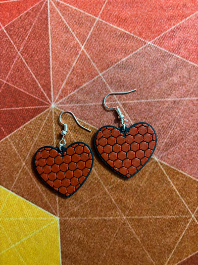 heart hexagonal pattern 20 by 3dfashionfreak fashion earrings 3d print model - Mito3D