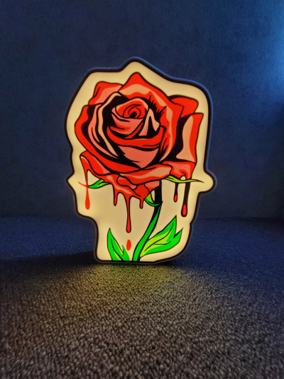 sangrando rosa by impressões nostálgicas arte sinais logotipos caixa rosas viral namorados 2024 flor amar vaso amorosa bambu a1 x1 x1c ams pronto multicolorido conduziu luz almp luminária decoração kit 3d print model - Mito3D