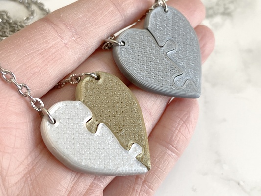 magnetic friendship heart puzzle necklaces by penolopybulnick fashion models jewelry tinkercad necklace instructables valentine fusion fusion360 valentines 3d print model - Mito3D