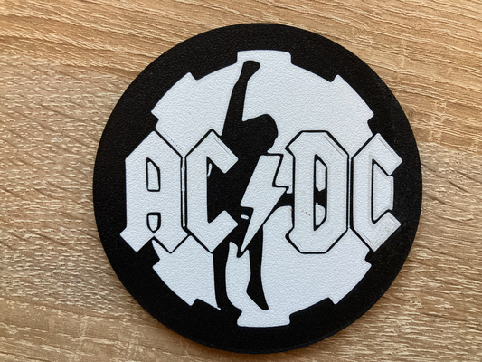 ac dc logo bardak altlığı by yakubhroch sanat işaretler logolar acdc 3d print model - Mito3D