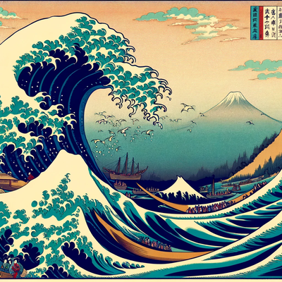 great wave kanagawa hueforge by salvatorepascuzzi art 2d hue forge 4 color filamentpainting 3d print model - Mito3D