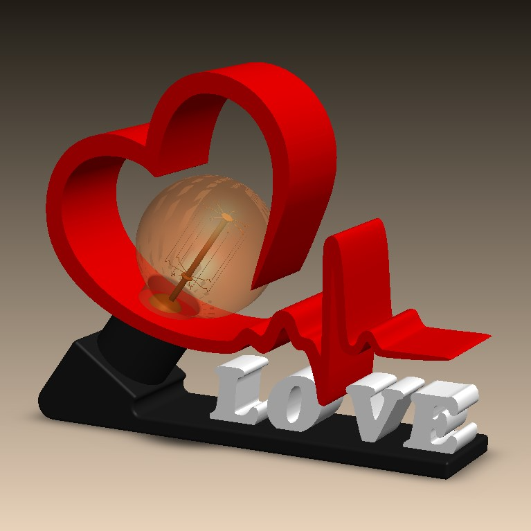 batimento cardiaco luz by jorge100a casa festividades centro valenti arte amar 2024 original a1 cor esposa namorados regalo amor 3D print model - Mito3D