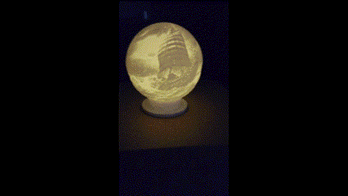 navire in tempête lithophane globe led thé lumière alimenté by miked4bz ménage décor mer océan 3d print model - Mito3D