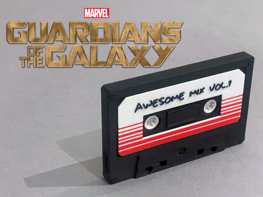 awesome mix vol 1 cassette tape by stag 3d props & cosplays cosplay guardians of galaxy film memorabilia marvel starlord groot rocket glamora drax music nostalgia retro 3d print model - Mito3D