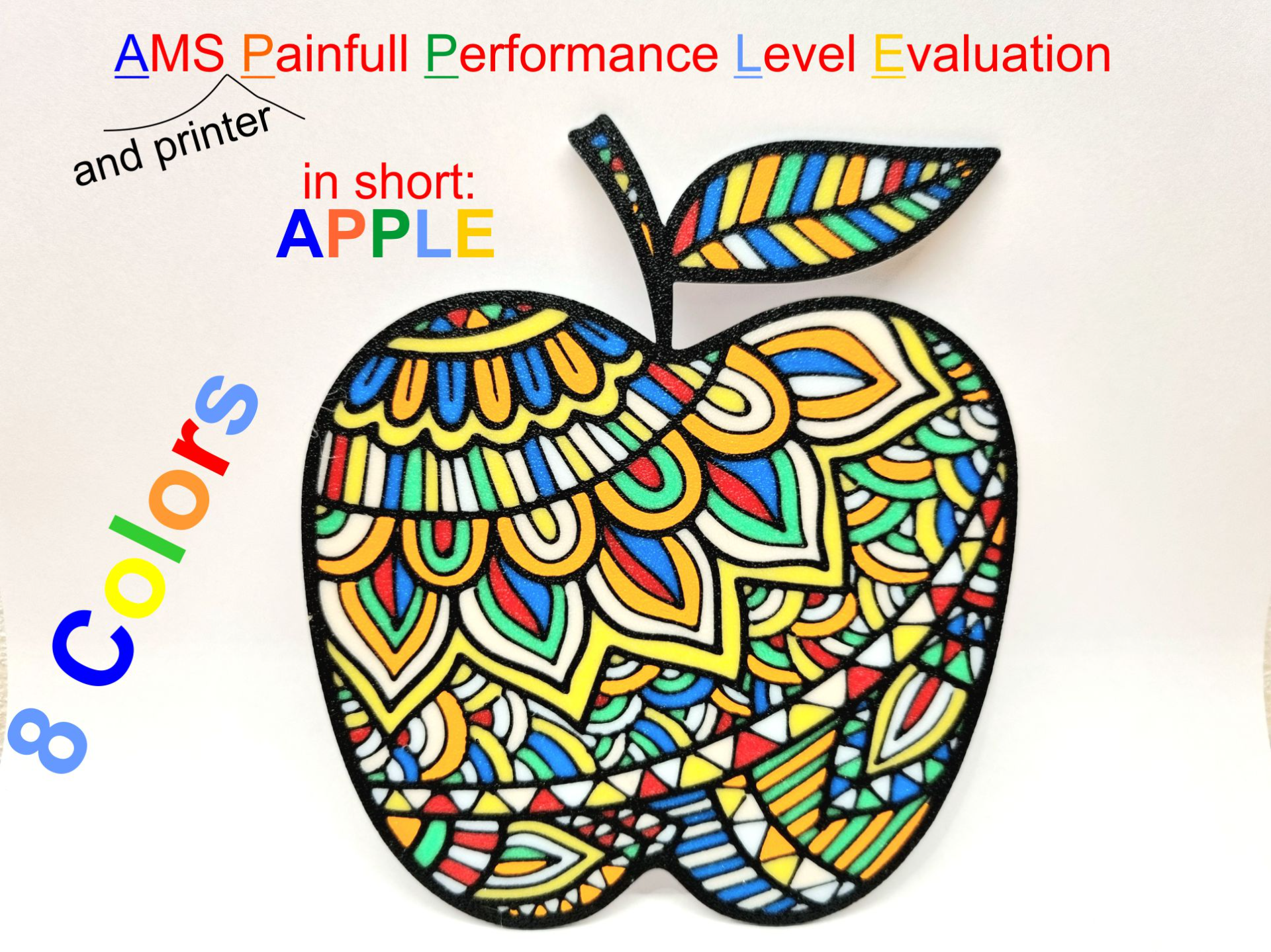 ams douloureux performance niveau évaluation pomme by germann art 2d 8 couleur multicolore torturer tester bancal détaillé 3D print model - Mito3D