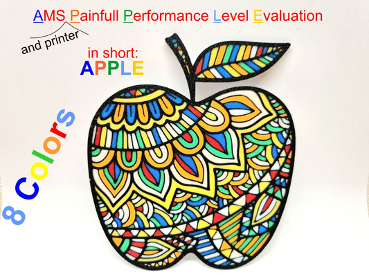 ams painful performance level evaluation - apple by germann art 2d 8 color multicolor painfull tortur test benchy detailed 3d print model - Mito3D