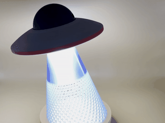 2 ausführung ufo tabelle lampe traktor strahl beleuchtung by jav 3d haushalt dekor schreibtischlampe deko schreibtisch licht kunst 3d print model - Mito3D