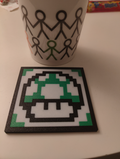 pixel mario 1 up cogumelo montanha russa by demmacs casa decoração mariocoaster gamerdecor 1upmushroom nintendocraft jogosfaça nerd mariofanart diycrafts sala jogos 3d print model - Mito3D