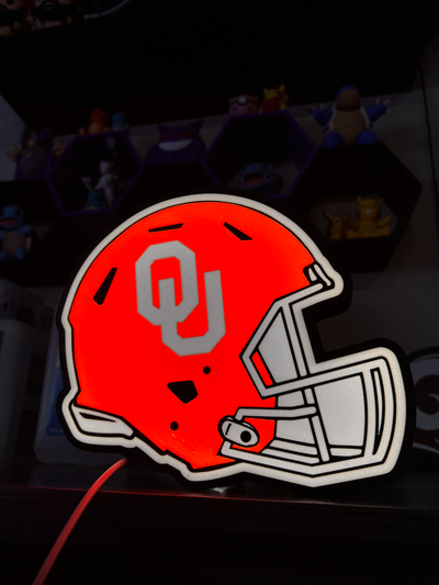 ou prima casco guidato lampada by codyinbody3 arte segni loghi oklahoma università calcio gli sport espn norman bambu multicolore ams luce lightbox 3d print model - Mito3D