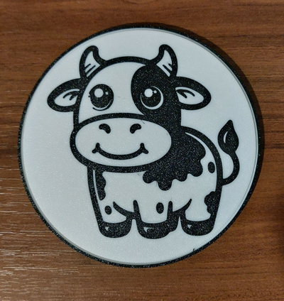 cow coaster by customcreations art 2d beer tea coffee drink animal 3d print model - Mito3D