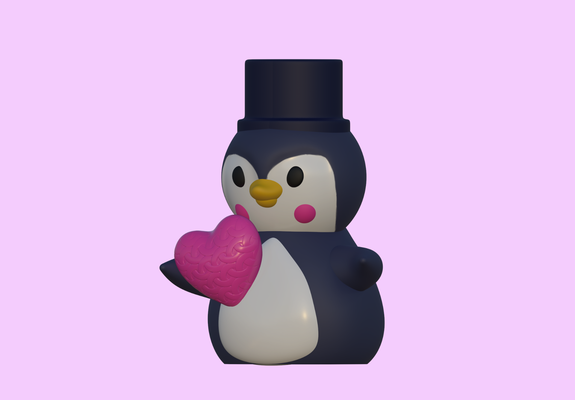 amantes enamorado pingüino by printito casa decoración san valentin día corazón amor juguete lindo animal 3d modelo impresión parejas pareja romántico 3d print model - Mito3D