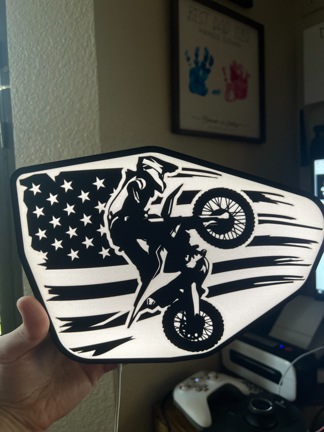 kir bisiklet amerikan bayrak hafif kutu by scprintdustries sanat işaretler logolar tekerlekli mtx motokros motor çapraz amerika birleşik devletleri hafif sanat ışık kutu 3D print model - Mito3D