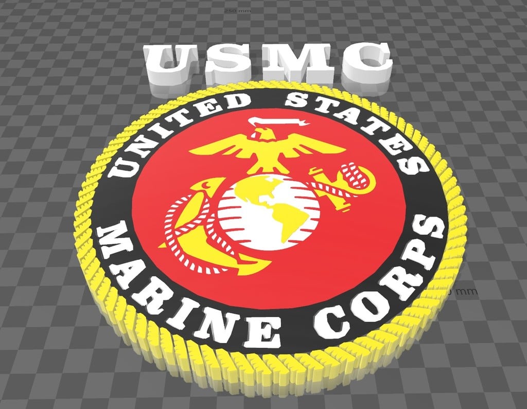 usmc logo multi color remixed by oliver1071 art signs & logos 3D print model - Mito3D