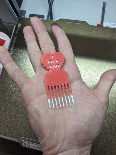 i pick - lovely hair comb sweet heart by nikola jesse fashion models valentine love pun funny gift handout free freebie day red white pla easy standard settings first mom girl 2024 sweetheart acessories tool funtional 3d print model - Mito3D