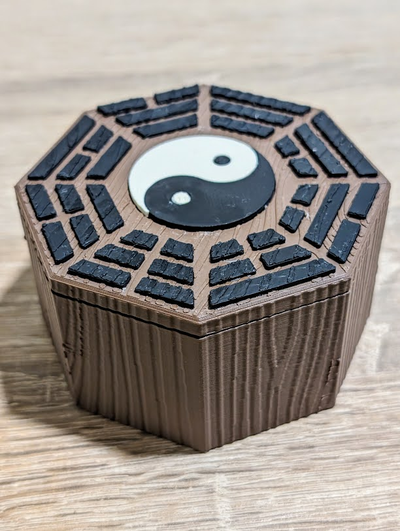 bagua storage box shanhai realm- board game by g w toys & games hive travel strategic abstract strategy strategygame strategyboardgame chinese chess culture asian ancient tile hexagon octagon yinyang dragon kirin kylin wood wooden 3d print model - Mito3D