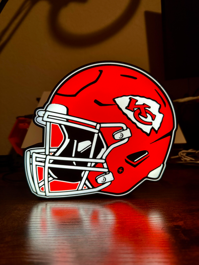 chiefs lightbox reversed by geek genius collective art signs & logos chief helmet mask champ champs kansas kansascity city kc game games sport sports football foot ball play offs playoffs super bowl superbowl lamp light led box gift 3d print model - Mito3D