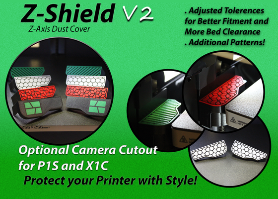 z-shield v2 - z-axis cover p1p p1s x1c by akelyte 3d printer parts z axis bambu lab accessory accessories mod upgrade lead screw dust logo ams rods pattern 3d print model - Mito3D