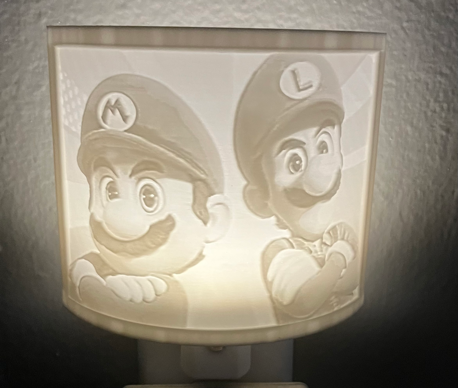 mario & luigi nightlight by holyfirerain generative 3d model hueforge lithophane kids children's litho 3D print model - Mito3D