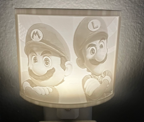 mario & luigi nightlight by holyfirerain generative 3d model hueforge lithophane kids children's litho 3d print model - Mito3D