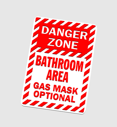 bathroom gas mask sign by dubmehard art signs & logos danger leak humor funny toilet 3d print model - Mito3D