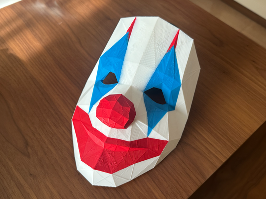 pitre masque by 3dprintable art accessoires cosplays masques casques drôle multicolore lowpoly 3d print model - Mito3D