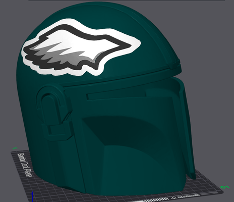 filadélfia eagles mandaloriano capacete remixado by fumante adereços cosplays máscaras capacetes nfl futebol águia guerra estrelas mando 3d print model - Mito3D