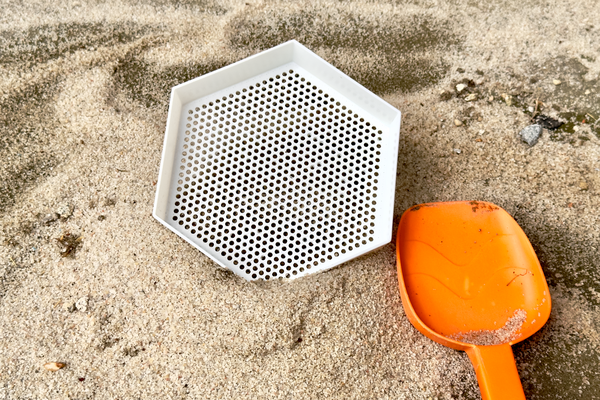 hexagon sand sifter by marekzeman91 toys & games outdoor toy sieve sandsifter sandsieve 3d print model - Mito3D