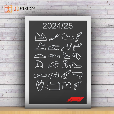 f1 circuitos 2024 2025 temporada by 3dvision arte 2d ventilador cuadro 3d print model - Mito3D