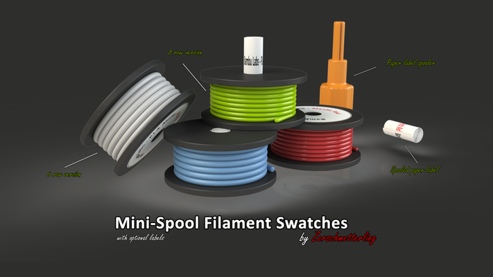 mini bobine filament échantillons by zerschmetterling 3d imprimante accessoires filamentspool filamentsmontres miniature bac modèle échantillon spool 3d print model - Mito3D