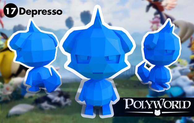 low poly depresso palworld miniatura by gatto giocattoli giochi personaggi amico carattere mostro giocattolo figura pokemon 3d print model - Mito3D